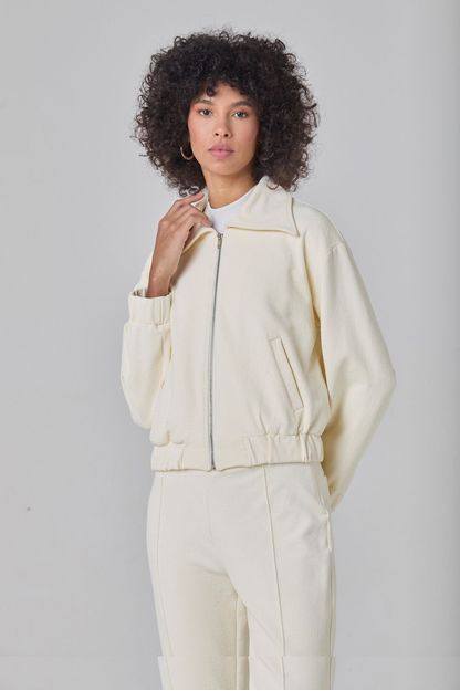 Jaqueta bomber em malha bubble off white