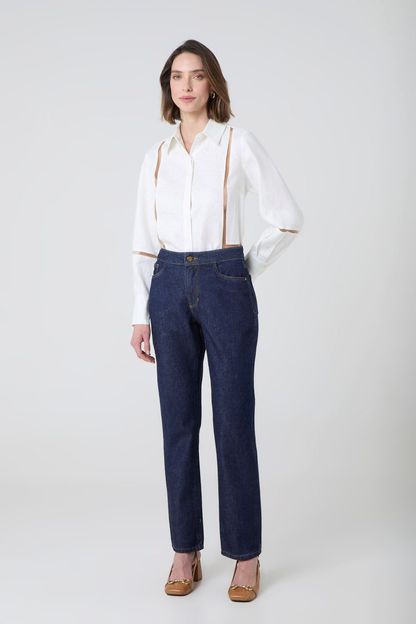 Calça reta em denim