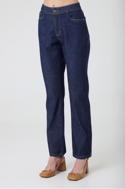 Calça reta em denim