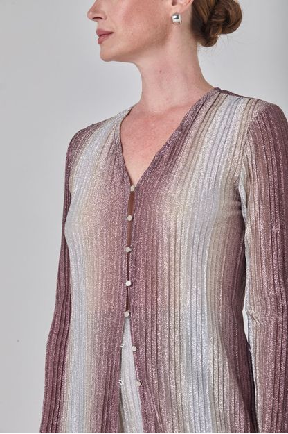 Túnica com abotoamento plissada lurex