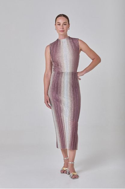 Saia midi plissada lurex