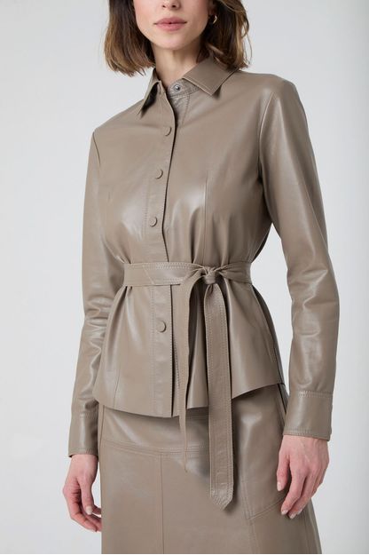 Camisa slim em couro mestiço fendi