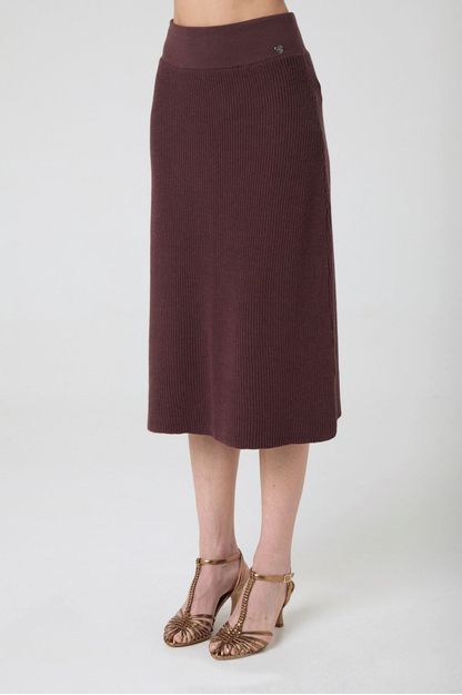 Saia midi em tricot marrom