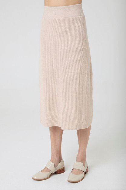 Saia midi em tricot areia