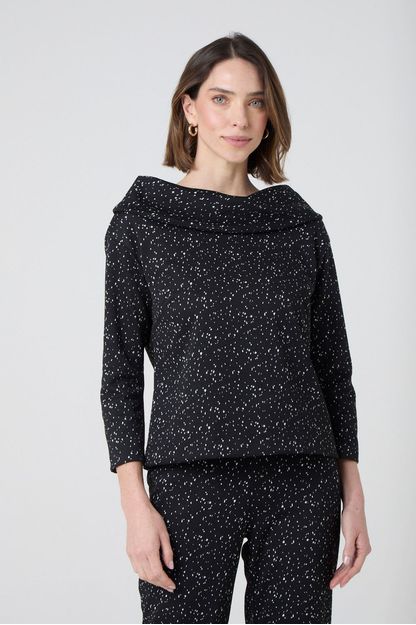 Blusa túnica gola alta em malha constelação
