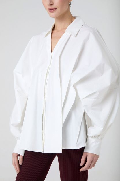Camisa ampla em tricoline branca