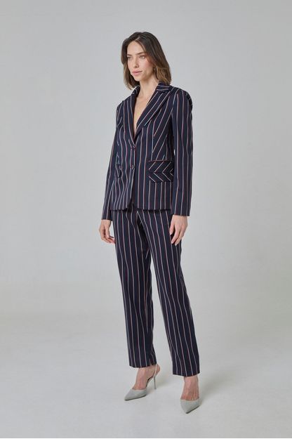 Calça fenda em listras borsalino