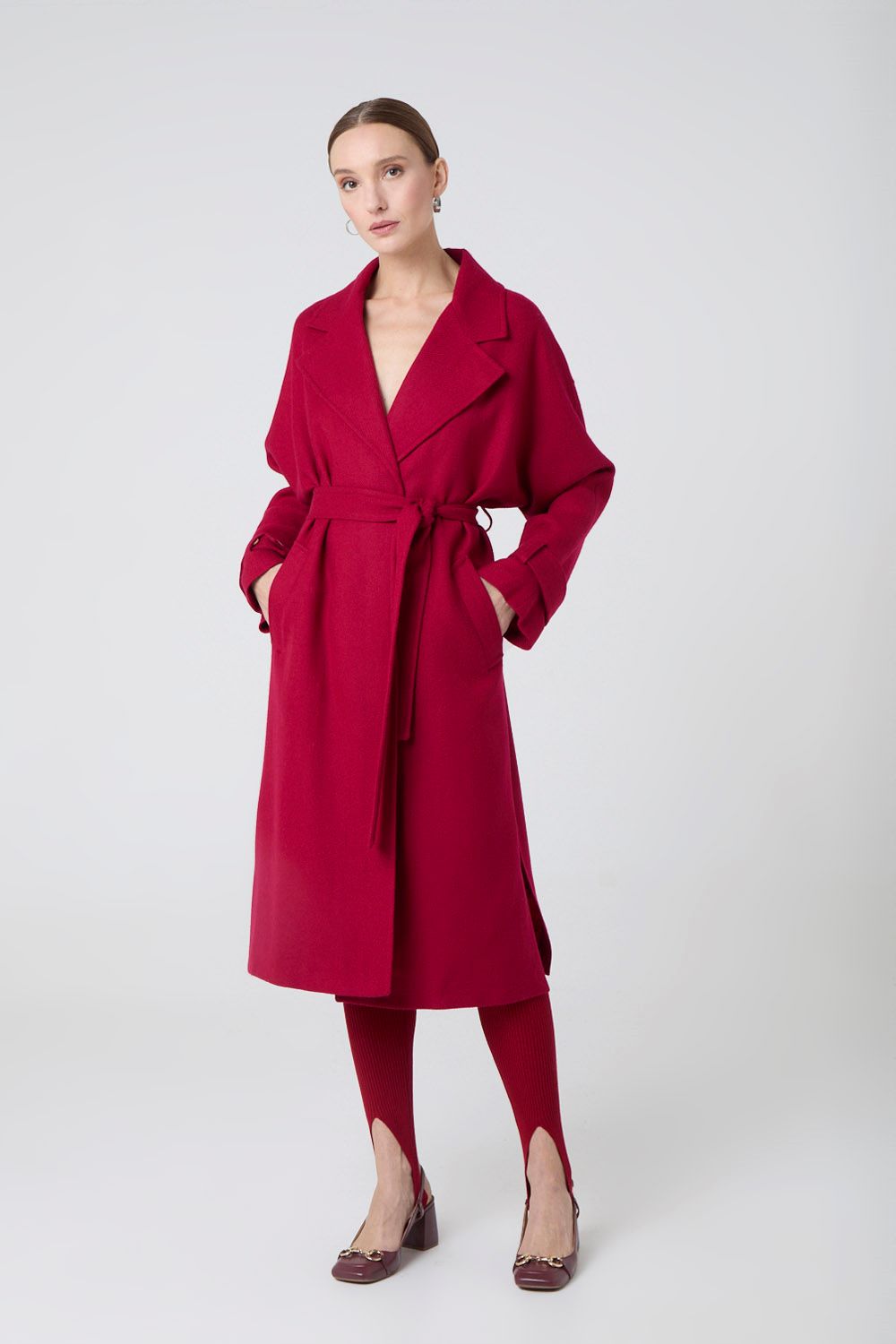 Sobretudo em lã sarjada vermelho Vermelho 38