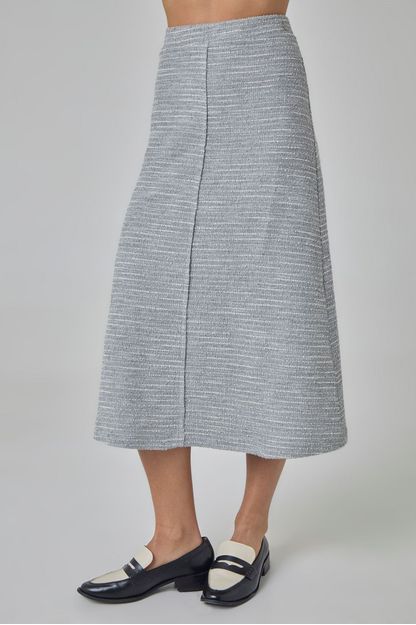 Saia longa em malha tweed cinza