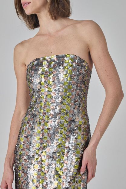 Vestido tomara que caia em paetê órbita