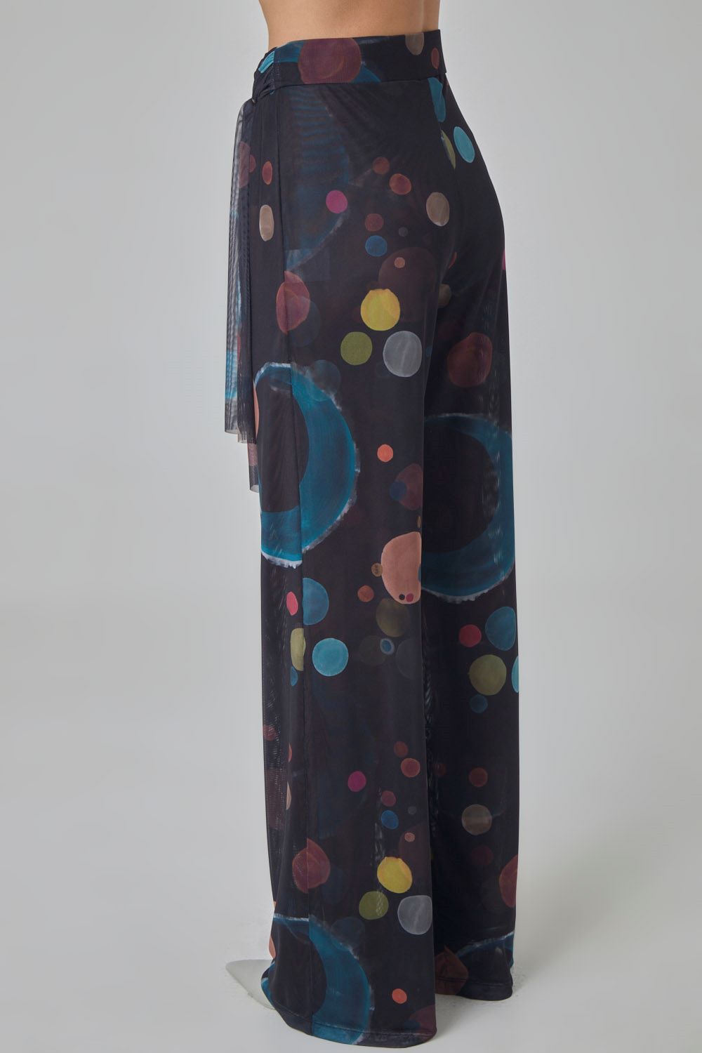 Calça reta em tule estampa eclipse