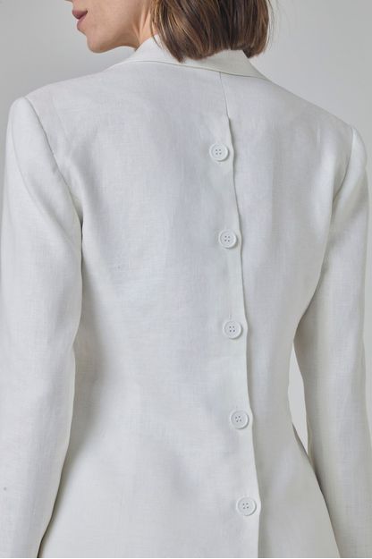 Blazer abotoamento costas em linho cru