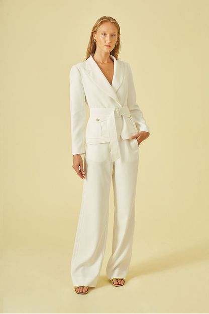Calça em crepe off white