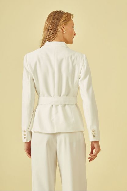 Calça em crepe off white