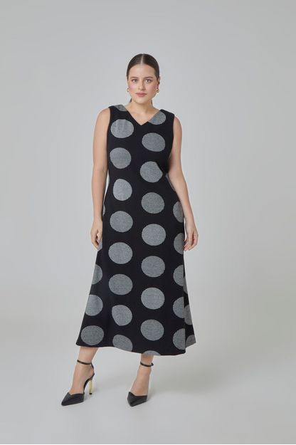 Vestido midi em malha jacquard moon