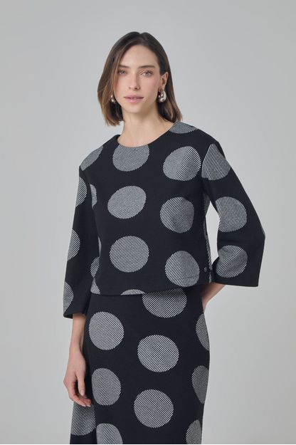 Blusa trapézio em malha jacquard moon