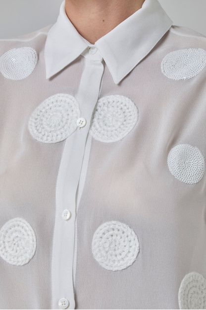 Camisa em georgette esferas off white