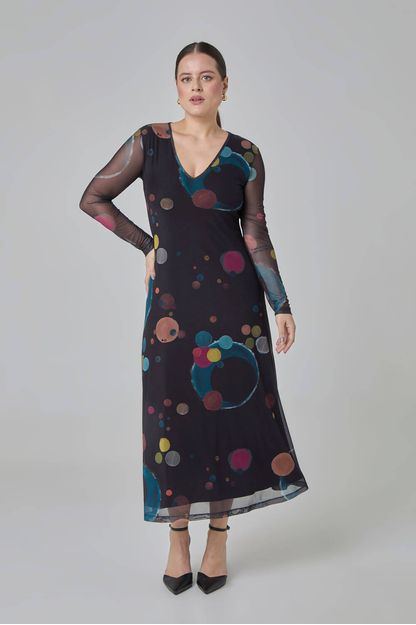 Vestido em tule estampa eclipse