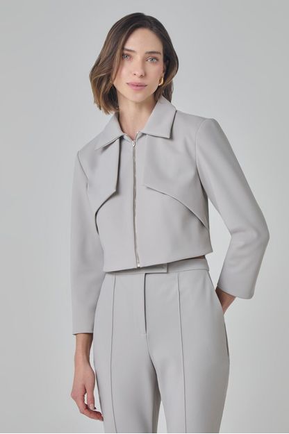 Jaqueta reta com barra de pele persa fendi