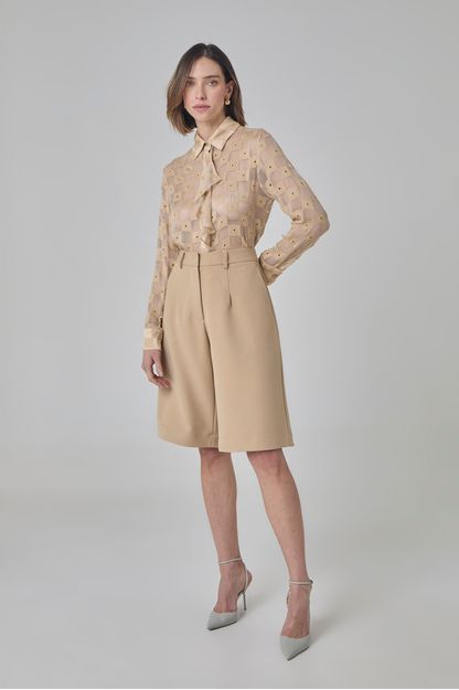 Bermuda alfaiataria em twill marrom