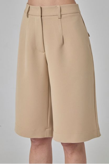 Bermuda alfaiataria em twill marrom