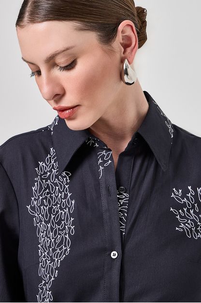 Chemise estampa cardume preto