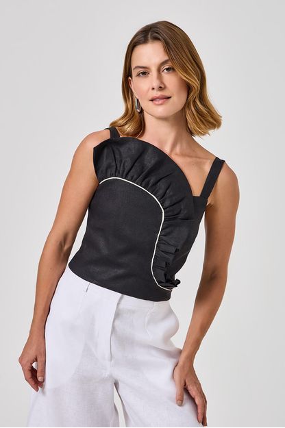 Top babados com vivos preto