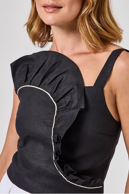 Top babados com vivos preto