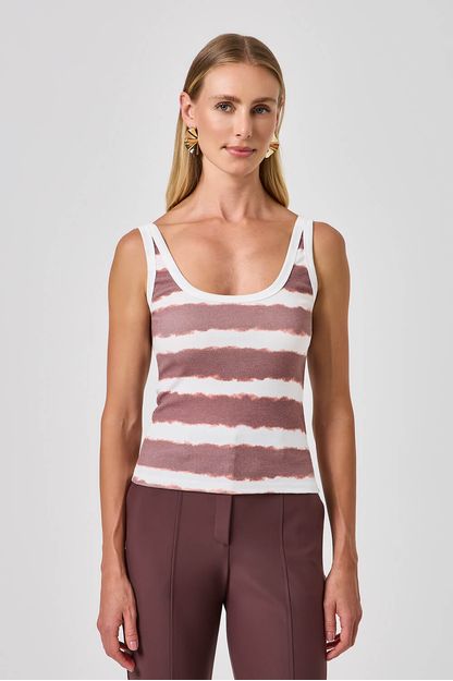 Blusa regata listras sailor marrom