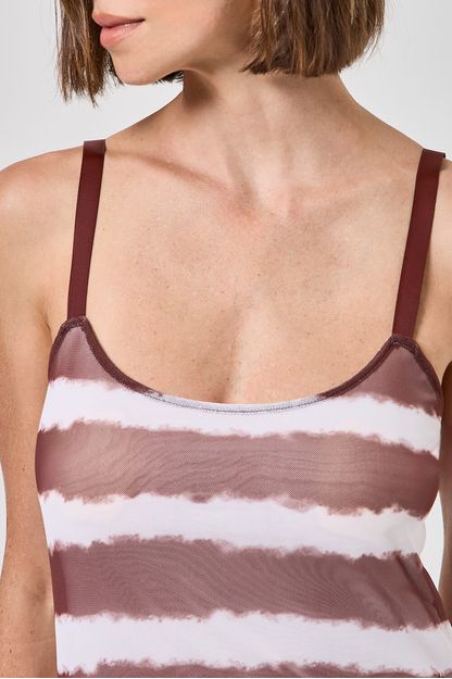 Vestido longo em tule sailor marrom