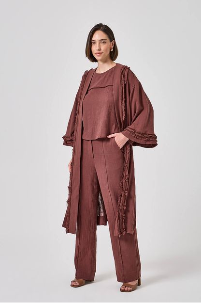 Calça cós elástico cotton rustic marrom
