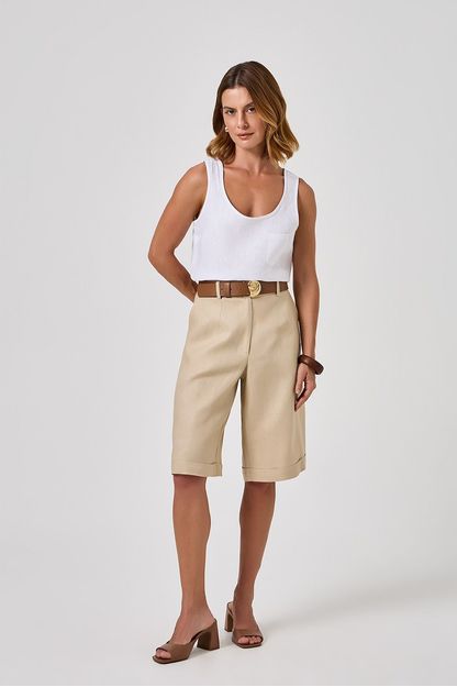 Bermuda básica linho vistas cru