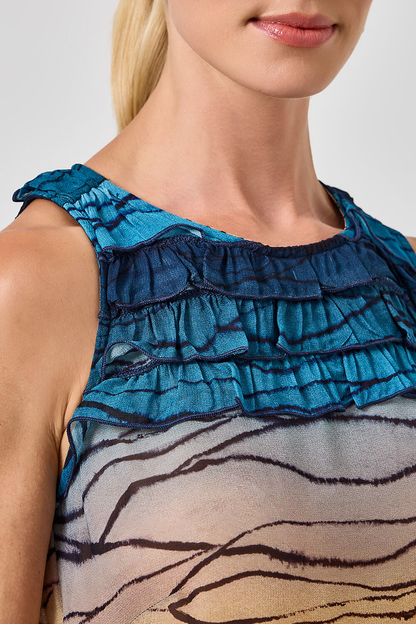 Túnica regata babados estampa wave