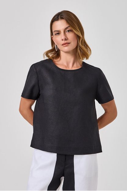 T-shirt lisa linho color preto