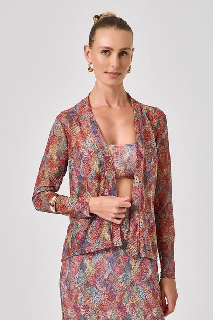 Casaqueto em tule estampado sardina