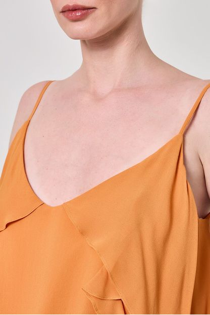 Blusa babados georgette laranja