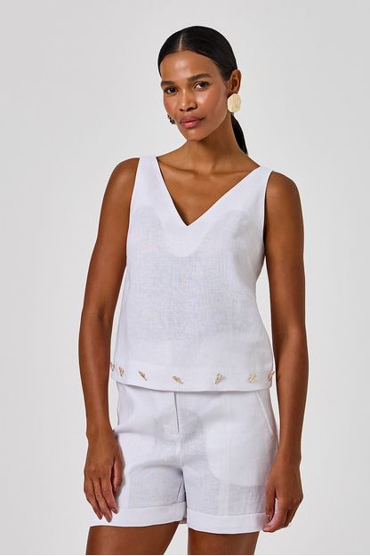 Blusa regata em rami lagostim branco