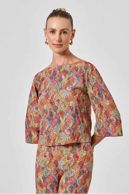 Blusa manga sino estampa sardina