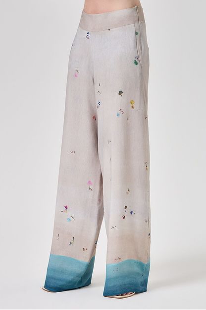 Calça reta estampa praia