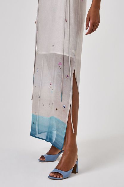 Vestido longo estampa praia