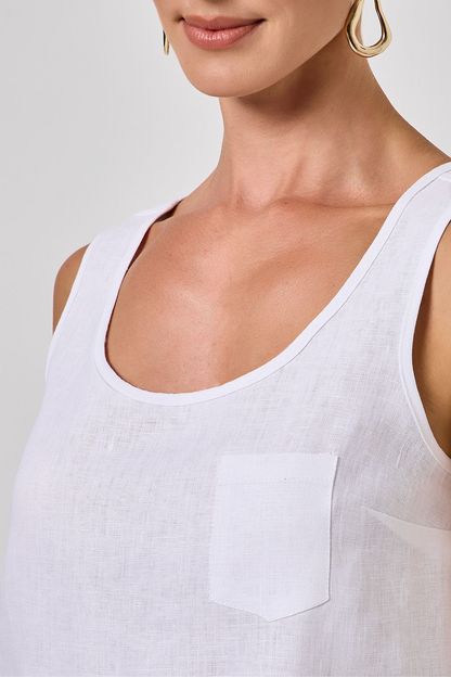 Regata linho liso branco