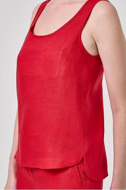 Regata linho liso vermelha