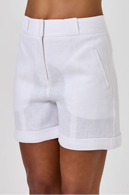 Short linho liso branco