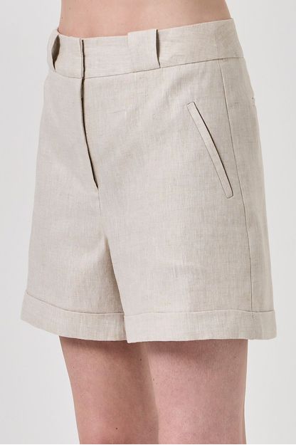 Short linho liso natural