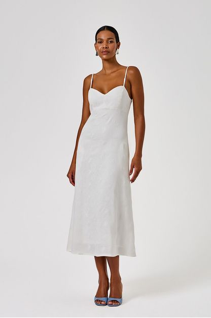 Vestido midi em linho caramujos