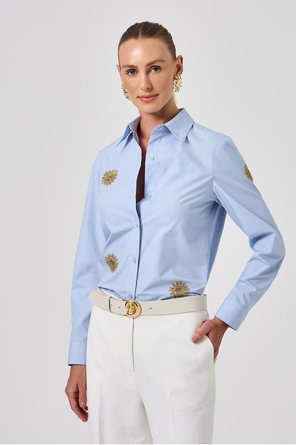 Camisa bordado sun azul