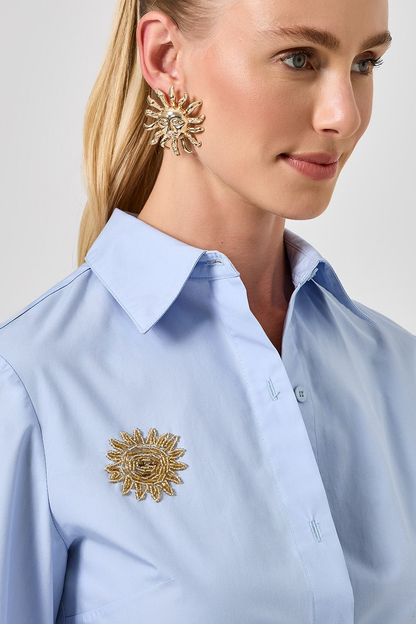 Camisa bordado sun azul